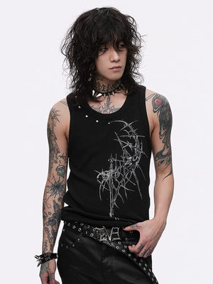 Thorn print tank top – on model, front | XoKool