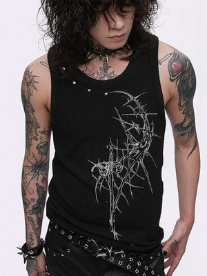 Thorn print tank top – on model, front | XoKool