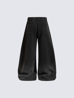 Embroidered sweatpants – Black, back view | XoKool