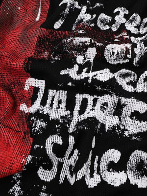Graffiti Cross Waffle Knit Long Sleeve Tee – front graphic close-up | XoKool