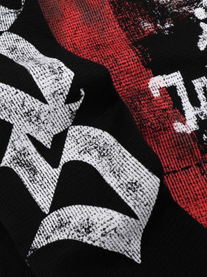 Graffiti waffle knit tee – sleeve lettering close-up | XoKool