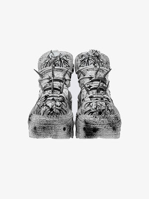 Graffiti Print Spiked Platform Sneakers – pair, front view | XoKool