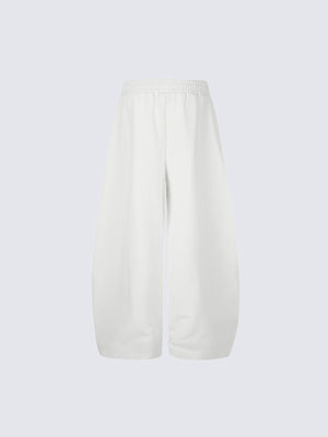 Graphic Barrel Leg Jogginghose mit Distressed-Print – Weiß, Rückseite flach | XoKool