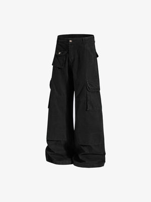Green Cargo Pants with Button Flap Pockets – Black, side | XoKool