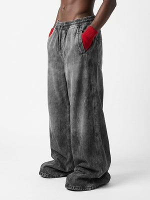 Grey Baggy Jeans with Elastic Waist – On model side | XoKool
