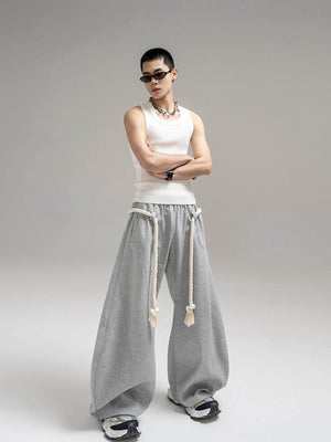 Grey barrel sweatpants – Grey, on model front | XoKool