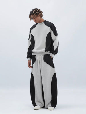 Colorblock Jogginghose in Grau und Schwarz – am Model, komplettes Set vorne | XoKool