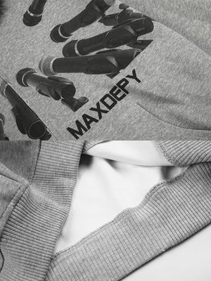 Fur hood zip up hoodie – print and pocket lining close-up | XoKool