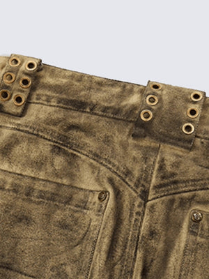 Grunge Stacked Pants – Nahaufnahme von hinteren Ösen und Tasche | XoKool