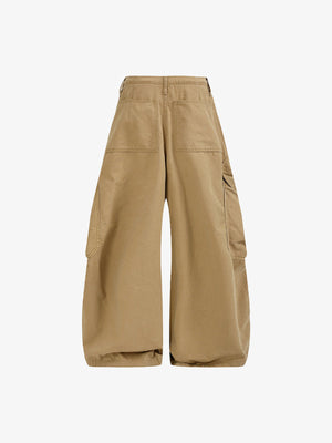 Heart Pocket Barrel Cargo Pants – Khaki, back view | XoKool