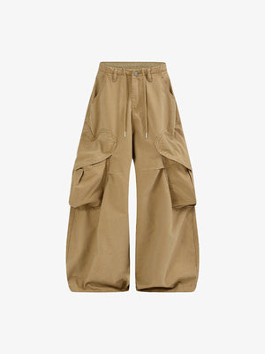 Heart Pocket Barrel Cargo Pants – Khaki, front view | XoKool