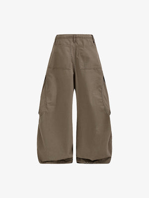 Heart Pocket Barrel Cargo Pants – Mocha, back view | XoKool