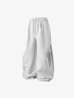 Melange Graue Stacked Jogginghose mit Falten – Vorderansicht flach, schräg | XoKool