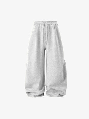 Melange Graue Stacked Jogginghose mit Falten – Vorderansicht flach | XoKool