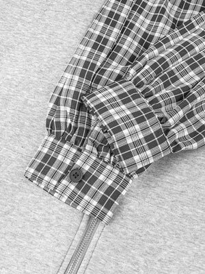 Hoodie bufanda de cuadros – detalle del botón de la manga de cuadros | XoKool