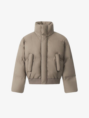 Short puffer jacket – Khaki, front view | XoKool