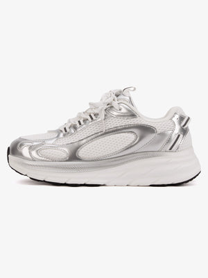 Dad sneakers chunky plateados metalizados – vista lateral | XoKool