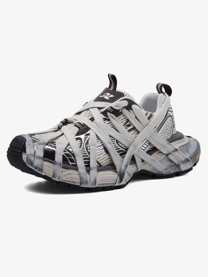 Dad shoes chunky con correas envolventes – gris plata, vista lateral | XoKool