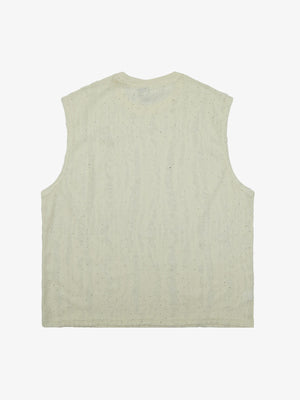 Creme Jacquard Tanktop mit Strasssteinen – Rückansicht flach | XoKool