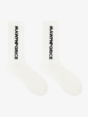 Crew Socken mit vertikalem Schriftzug – weißes Paar | XoKool