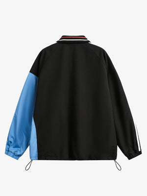 90s Color Block Windbreaker in Schwarz und Blau – Rückansicht | XoKool