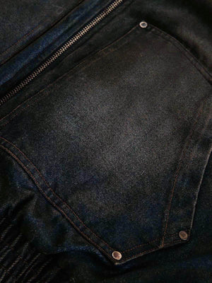 Hooded denim jacket – front pocket and rivet close-up | XoKool