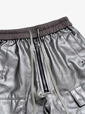 RO Style Matte Coated Leather Baggy Trousers - thumbnail 10