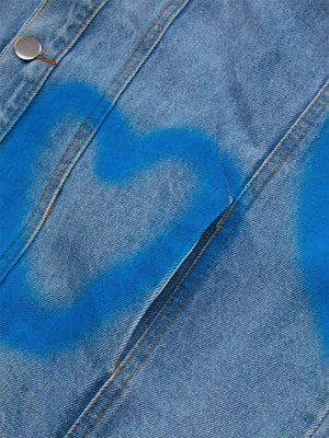 Denim vest – spray heart close-up | XoKool