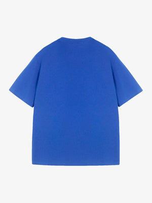 Boxy Graphic Tee with Blurred Letter Print – Blue, back | XoKool