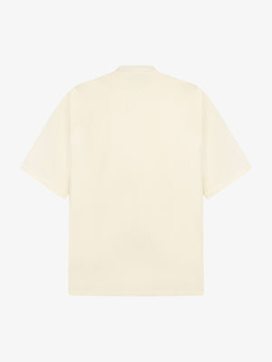 Heavyweight Boxy T-Shirt mit Fuzzy Letters – Creme, Rückansicht | XoKool