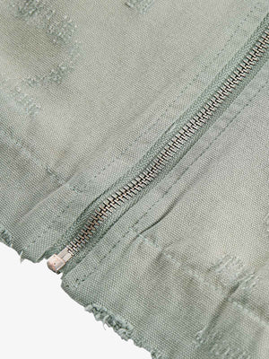 Washed Ripped Gradient Zip Up Work Jacket - thumbnail 7