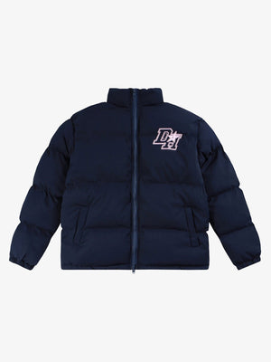Pufferjacke mit Letter-Print – Navy, Vorderseite | XoKool