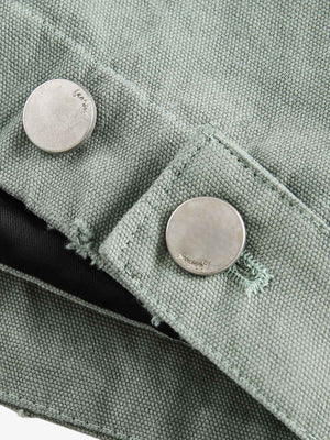 Washed Ripped Gradient Zip Up Work Jacket - thumbnail 8