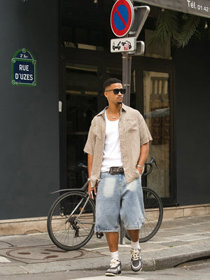 Wendehemd Braun Gingham mit Abstract-Print – Streetfoto, Gingham-Seite | XoKool