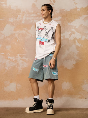 Retro Tattered Print Vest - thumbnail 7