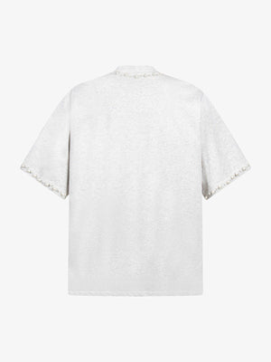 Oversized T-Shirt mit Perlen- und Strass-Schriftzug – Grau meliert, Rückansicht | XoKool