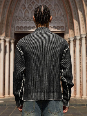 Graffiti jacquard sweater – on model, back | XoKool