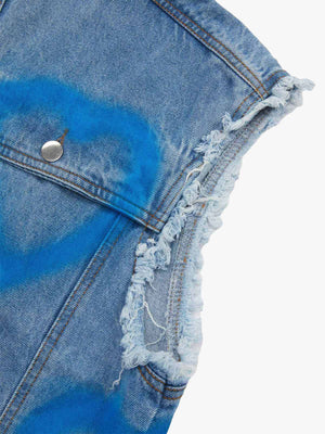 Denim vest – frayed armhole close-up | XoKool