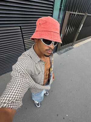 Wendehemd Braun Gingham mit Abstract-Print – Street-Selfie, Gingham-Seite | XoKool