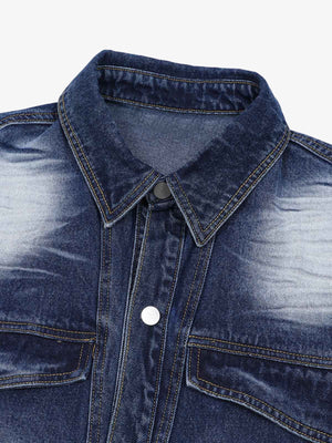 Distressed Washed Workwear Denim Shirt And Jorts Set - thumbnail 6