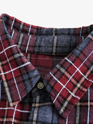 Retro Faux Two-Piece Plaid Shirt - thumbnail 12
