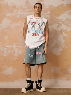 Retro Tattered Print Vest - thumbnail 8