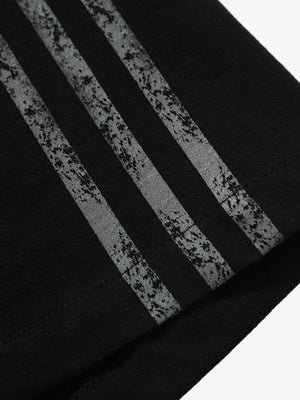 Gestreiftes Raglan T-Shirt – Schwarz, Ärmelstreifen im Detail | XoKool