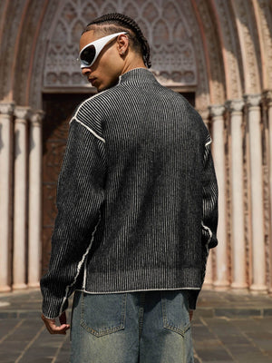 Graffiti jacquard sweater – on model, side back | XoKool
