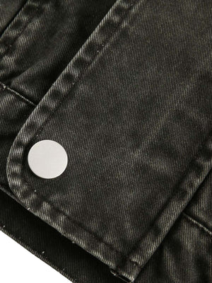 Retro Washed Distressed Multi-Pocket Work Jacket - thumbnail 14