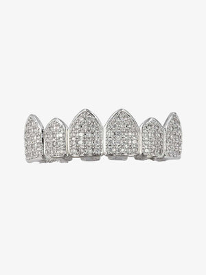 Vampire fang grillz – Silver, top grill front view | XoKool
