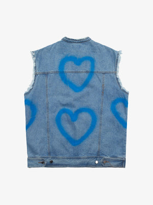 Denim vest – Blue, back flat | XoKool