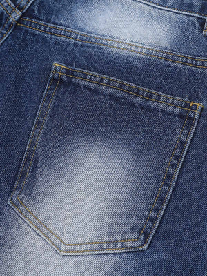 Distressed Washed Workwear Denim Shirt And Jorts Set - thumbnail 9