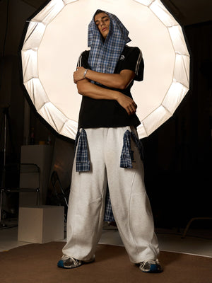 Plaid Belt Barrel Pants - thumbnail 12