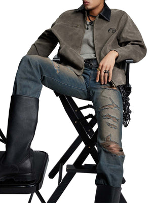 Retro Suede Detroit Motorcycle Jacket - thumbnail 16
